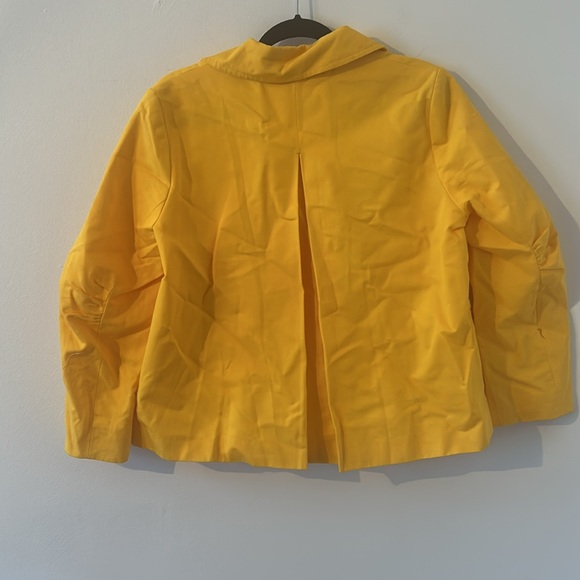 Vintage J. Peterman Bright Yellow Gathered Sleeves Cotton Blazer Jacket Size 12 - Picture 4 of 4